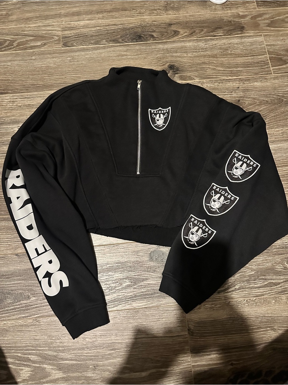 NFL Raiders Black Half-Zip Logo Sweatshirt